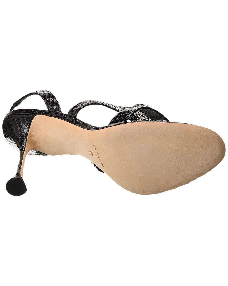 Manolo Blahnik Rodim 105 Schlangenprägung Leder Slingback Sandalen Schuhe_Manolo-Blahnik