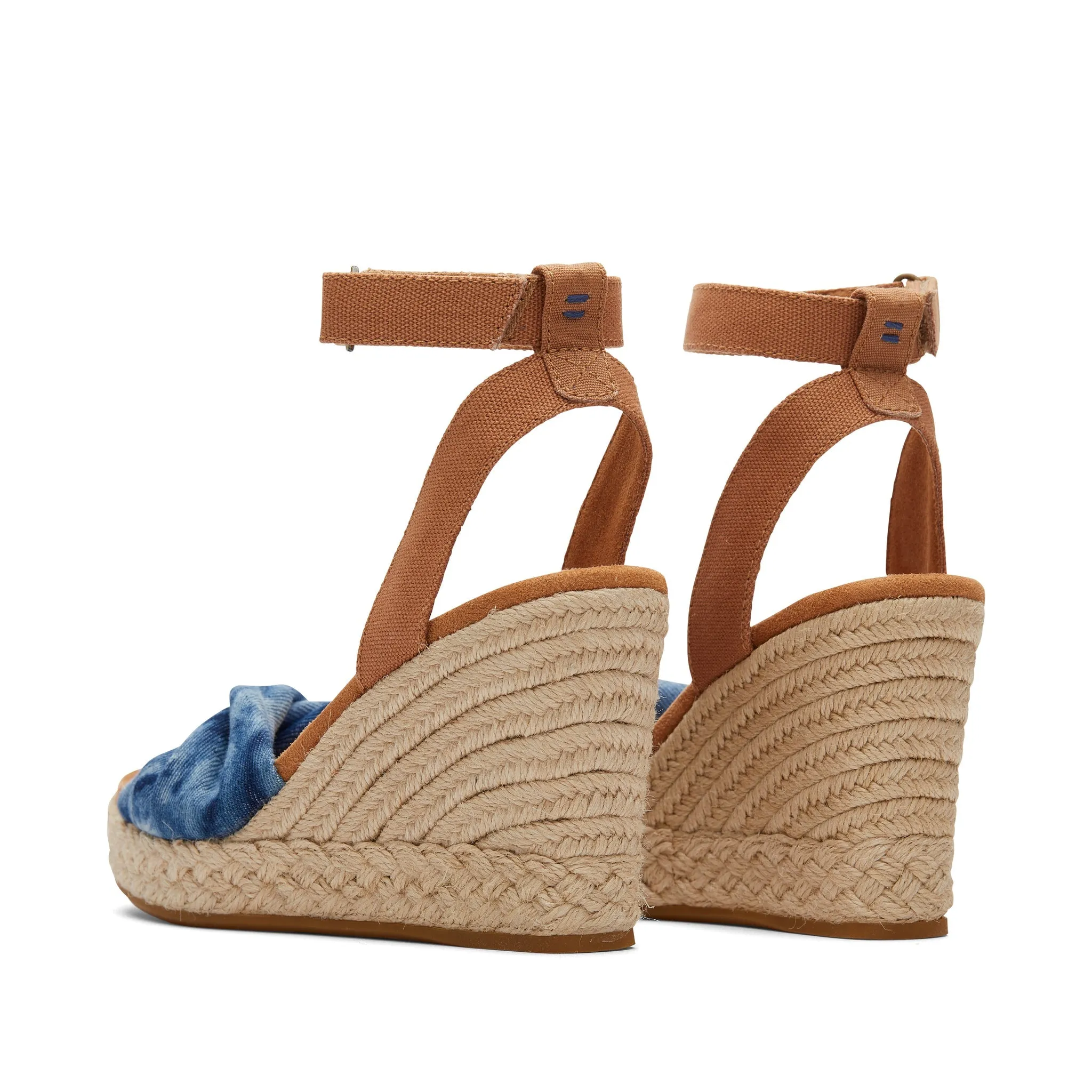 Marisela Navy Washed Denim Keilabsatz-Sandalette