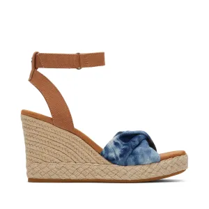 Marisela Navy Washed Denim Keilabsatz-Sandalette