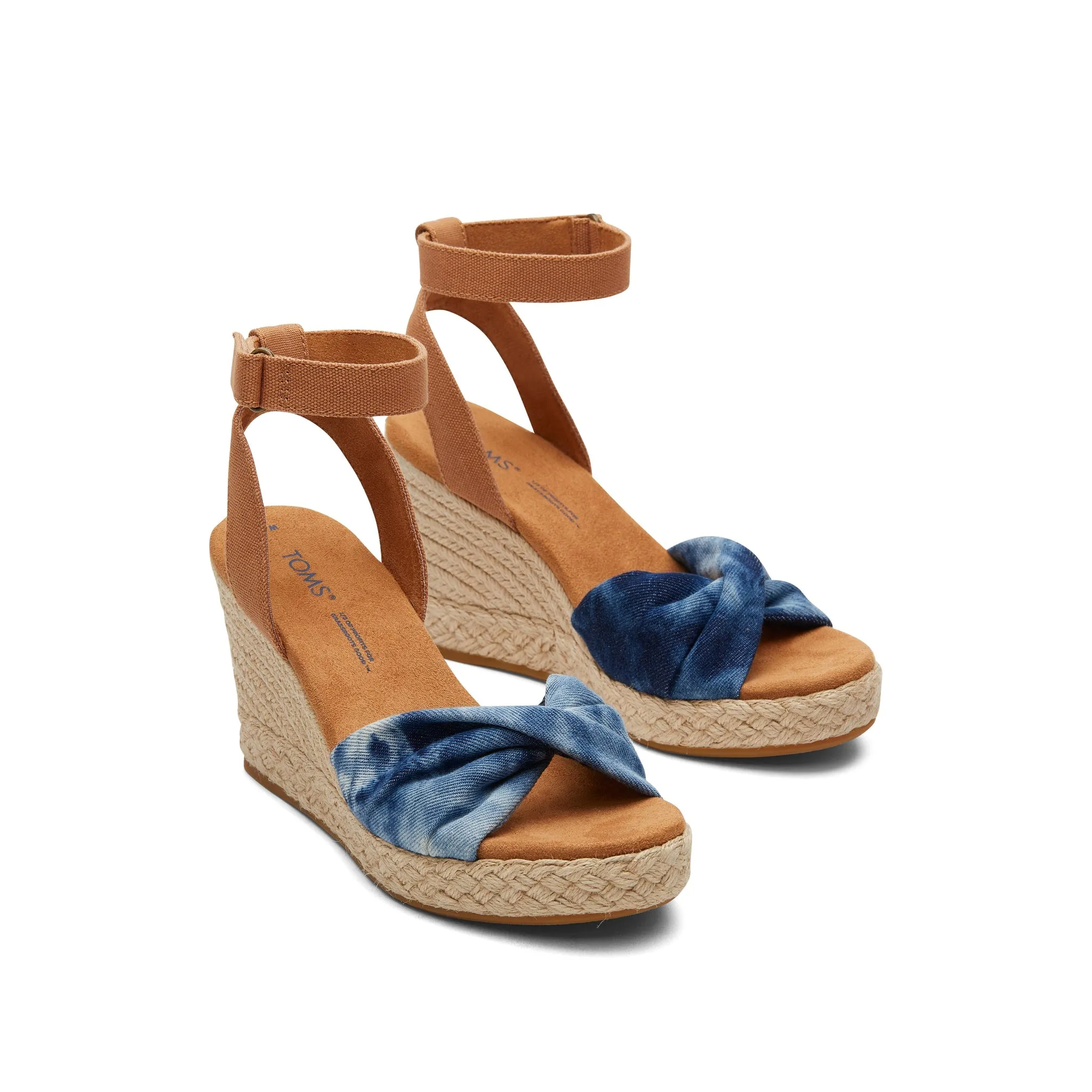 Marisela Navy Washed Denim Keilabsatz-Sandalette