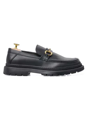 Maurice Moccasin Schnallen-Loafer - Einfarbig Schwarz (Dicke Sohle)