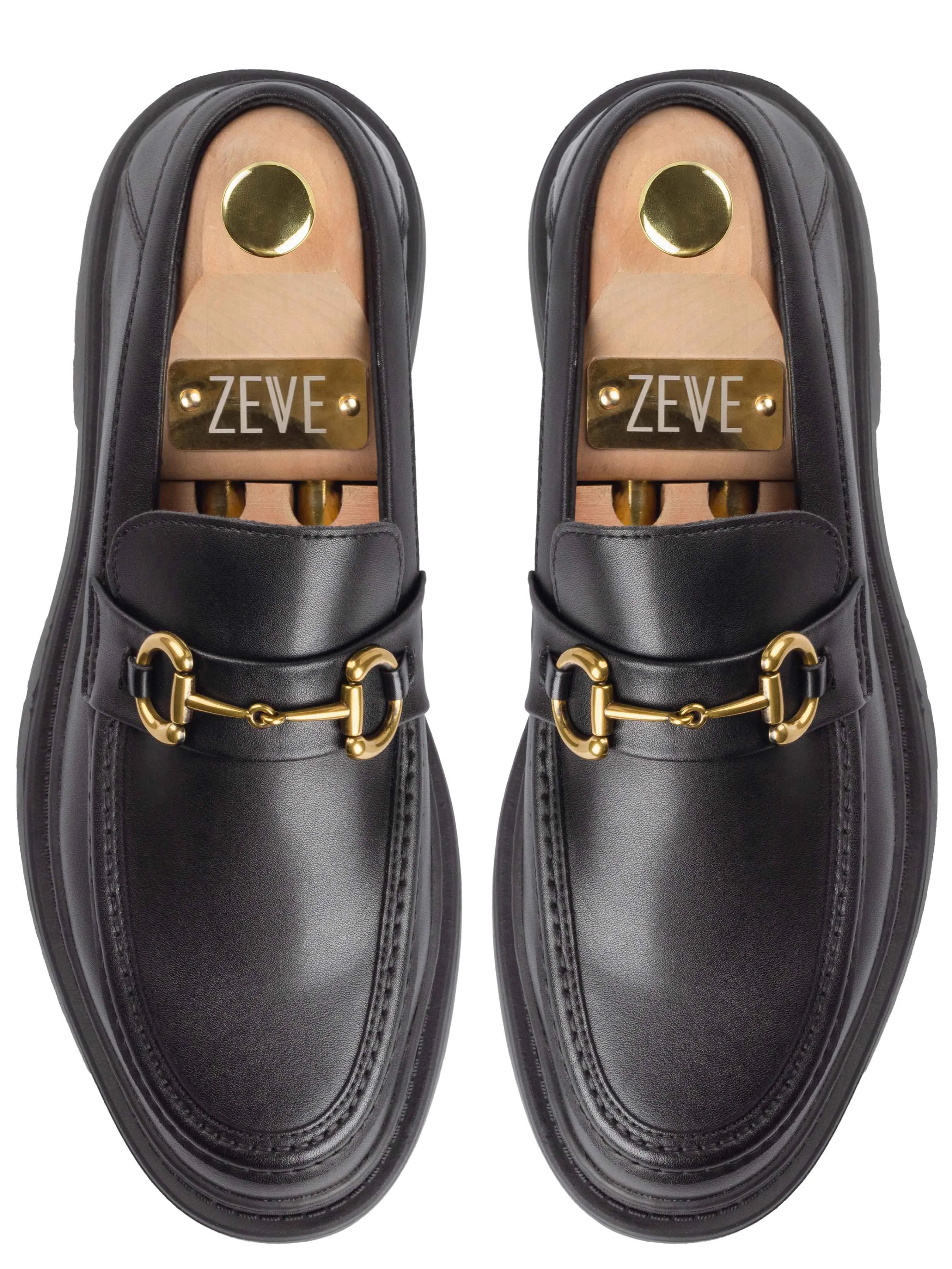 Maurice Moccasin Schnallen-Loafer - Einfarbig Schwarz (Dicke Sohle)