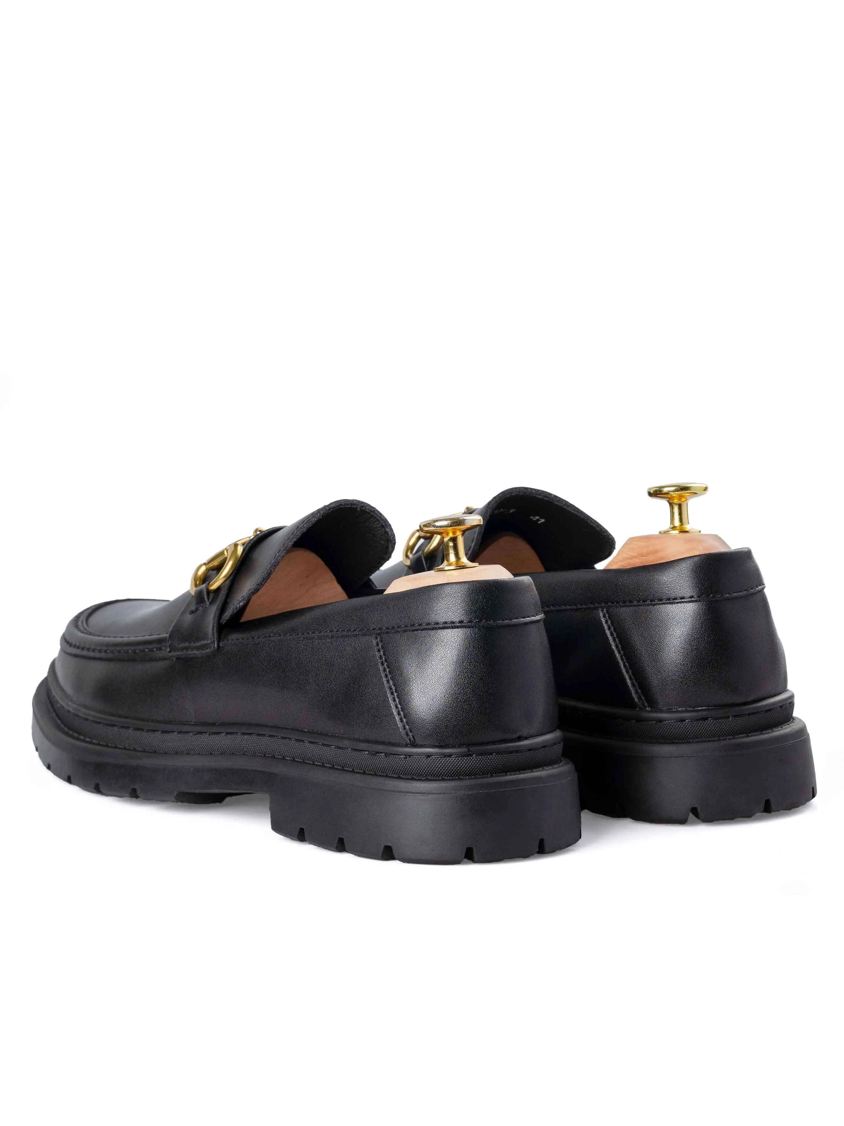 Maurice Moccasin Schnallen-Loafer - Einfarbig Schwarz (Dicke Sohle)