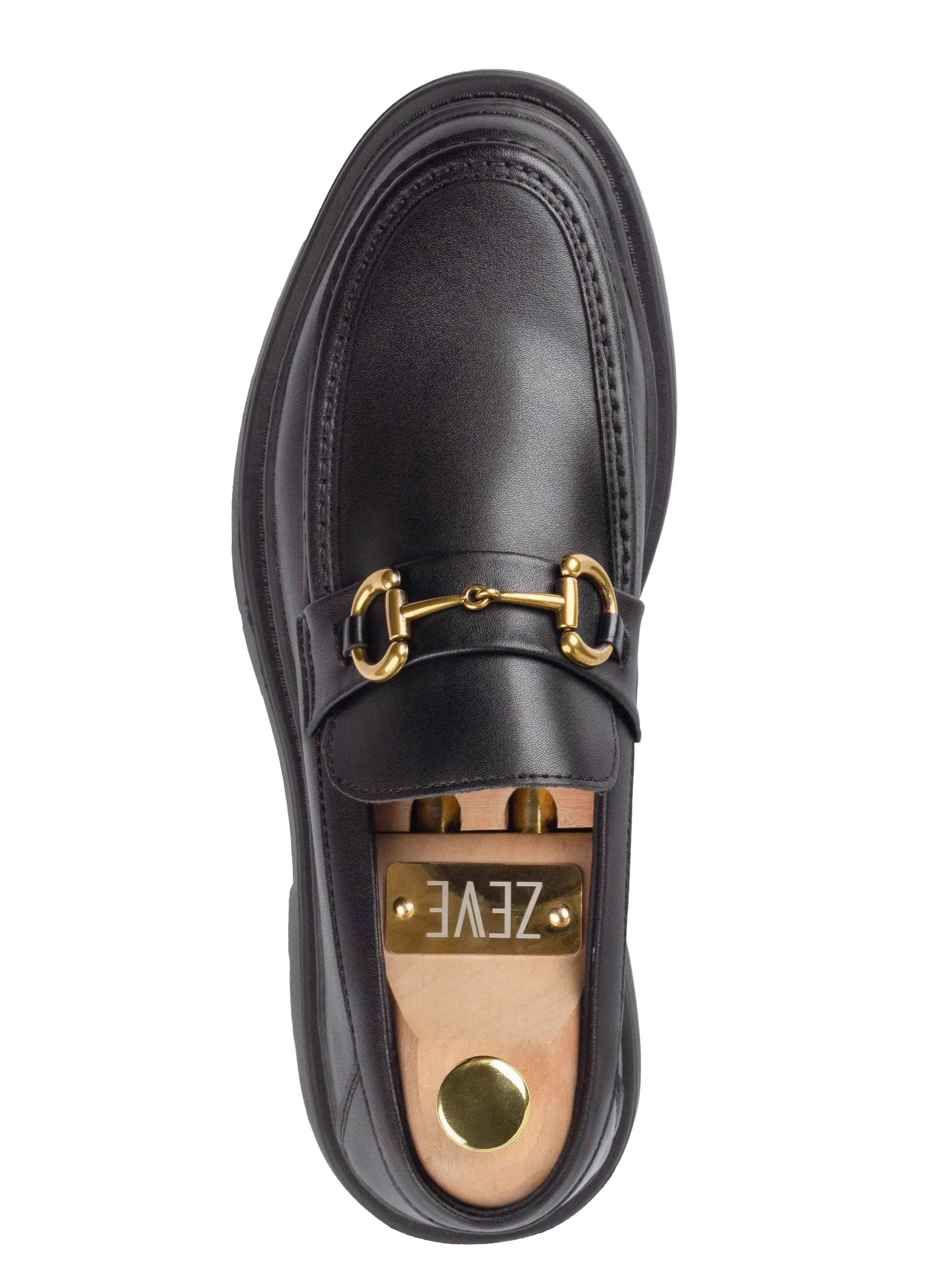 Maurice Moccasin Schnallen-Loafer - Einfarbig Schwarz (Dicke Sohle)