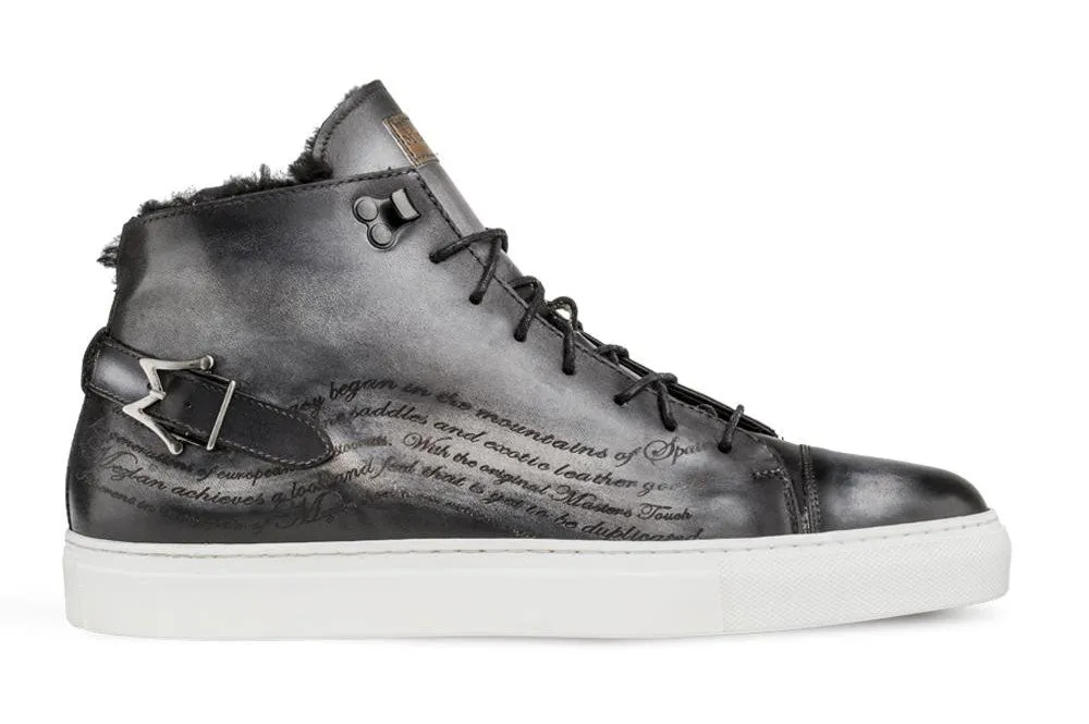 Mezlan Graviertes High-Top Sneaker Grau