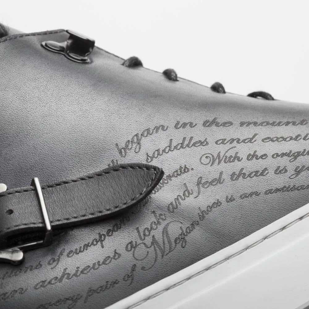 Mezlan Graviertes High-Top Sneaker Grau