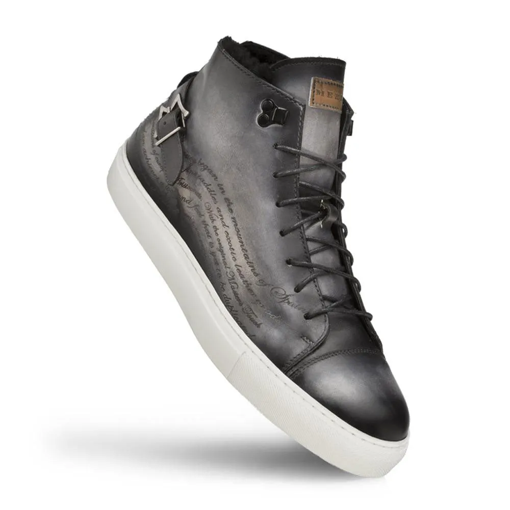 Mezlan Graviertes High-Top Sneaker Grau