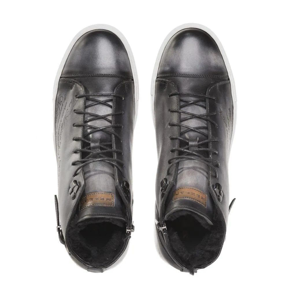 Mezlan Graviertes High-Top Sneaker Grau