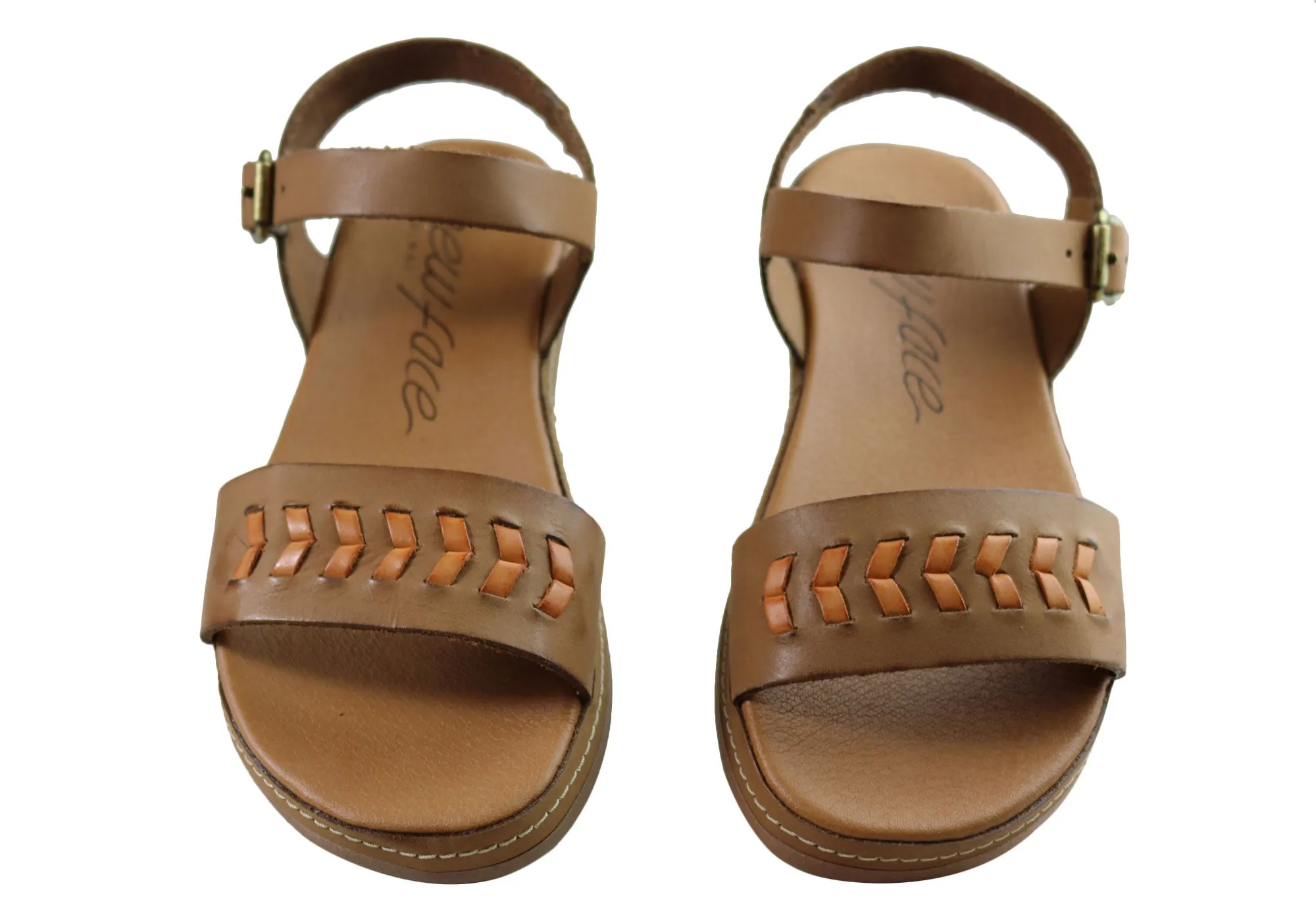 New Face Paradise Damen Bequeme Ledersandalen Hergestellt in Brasilien New Face Schuhe