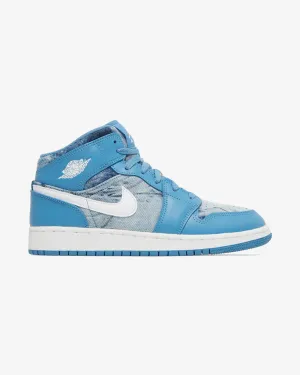 NIKE JORDAN1 MID GS GEWASCHENE JEANS