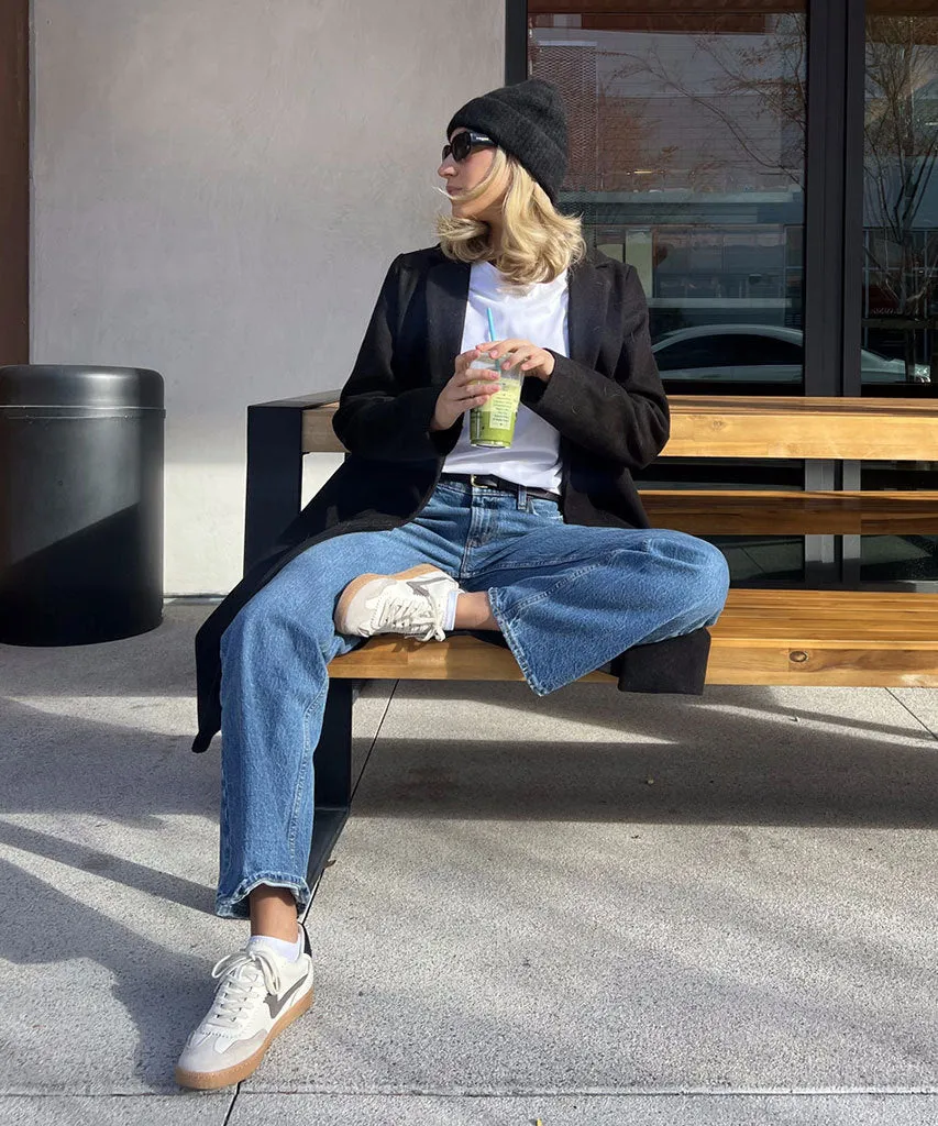 HINWEIS SNEAKERS WEIß GRAU LEDER