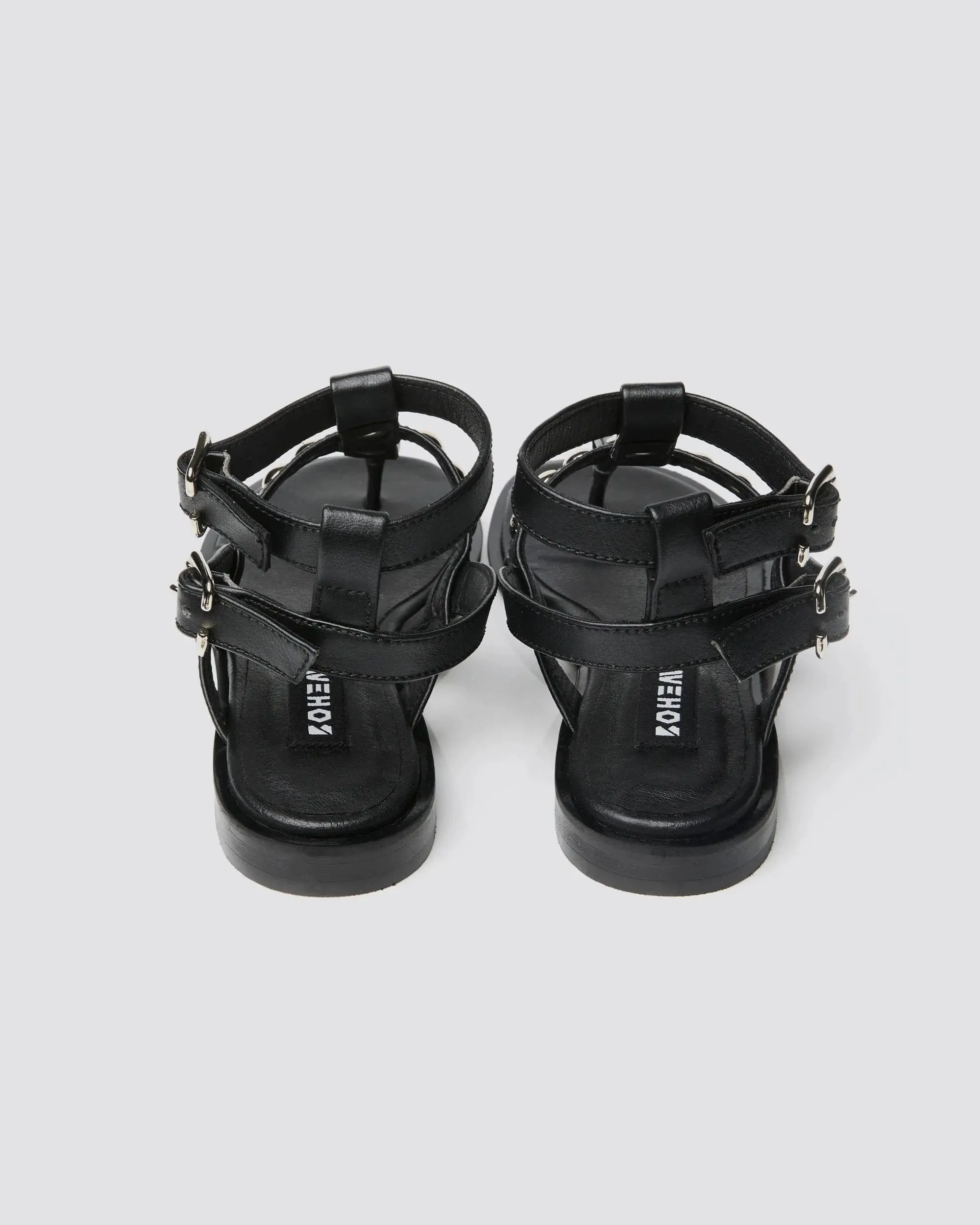 Nox Vegan Traubenleder Gladiatoren Sandalen | Schwarz