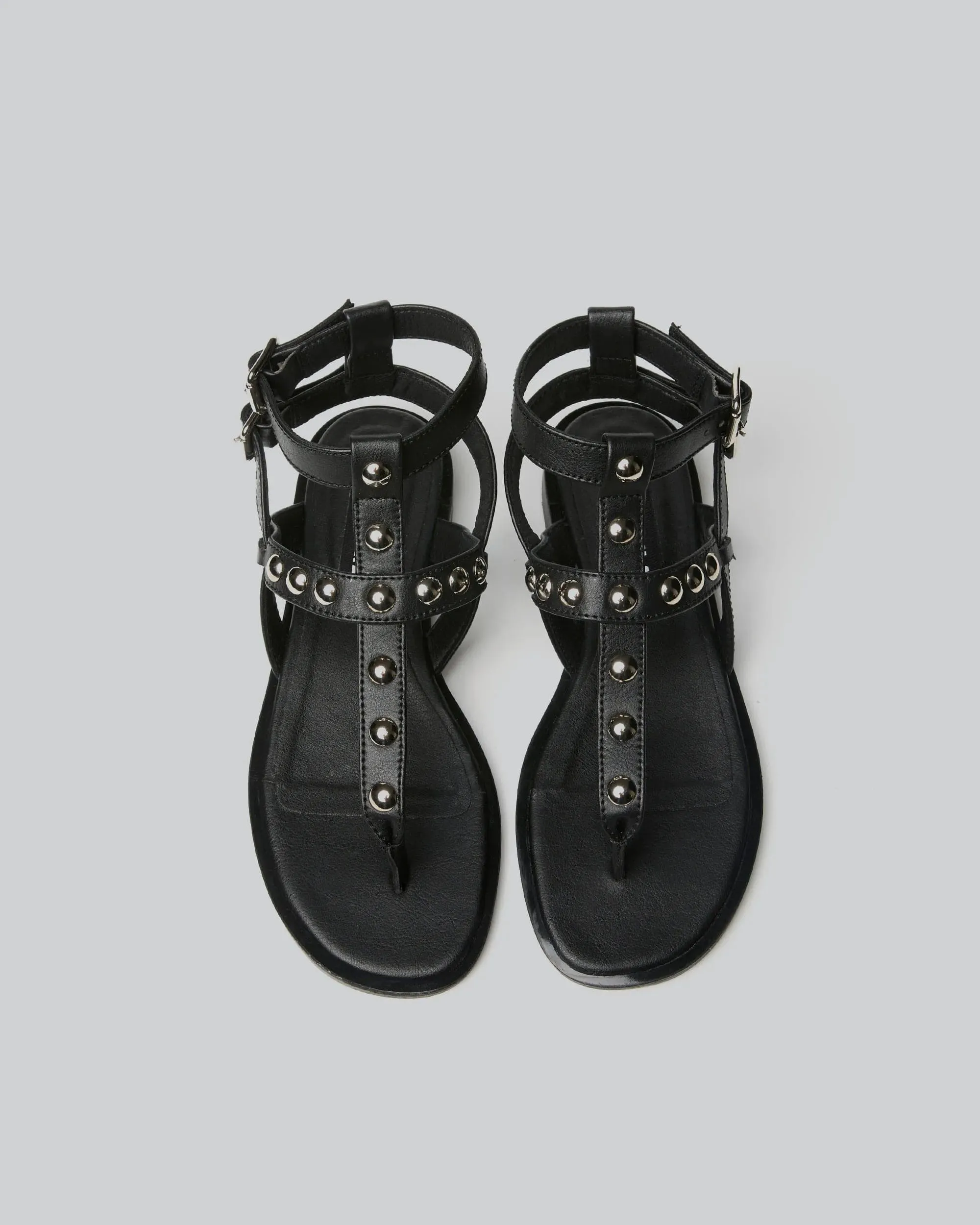 Nox Vegan Traubenleder Gladiatoren Sandalen | Schwarz