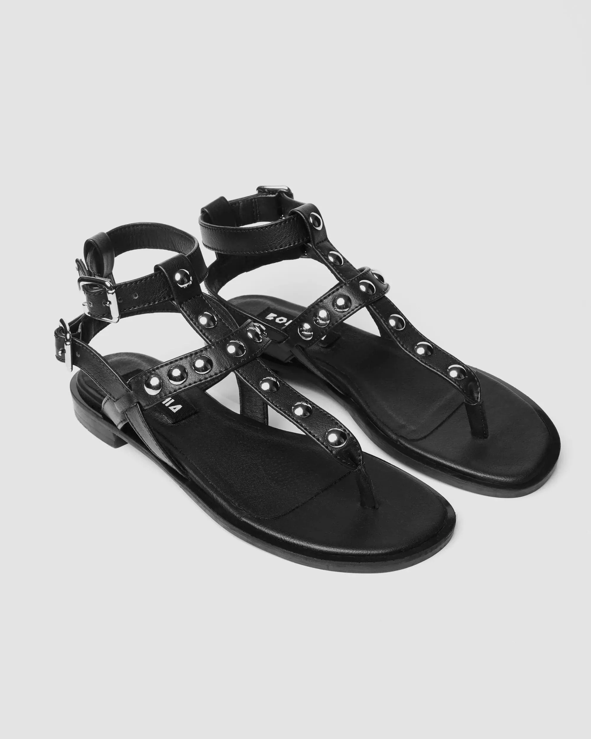 Nox Vegan Traubenleder Gladiatoren Sandalen | Schwarz