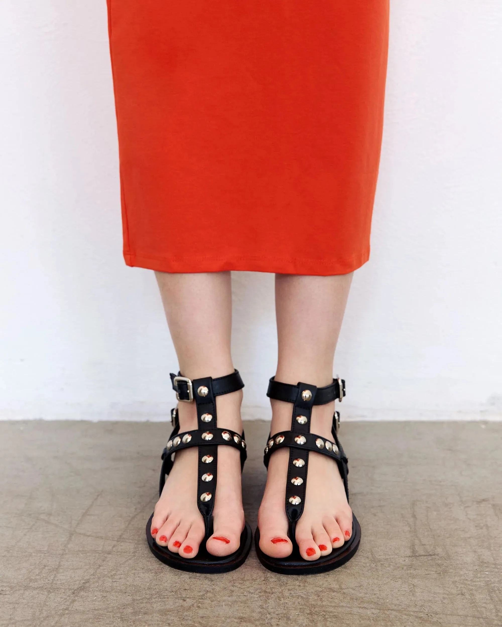 Nox Vegan Traubenleder Gladiatoren Sandalen | Schwarz