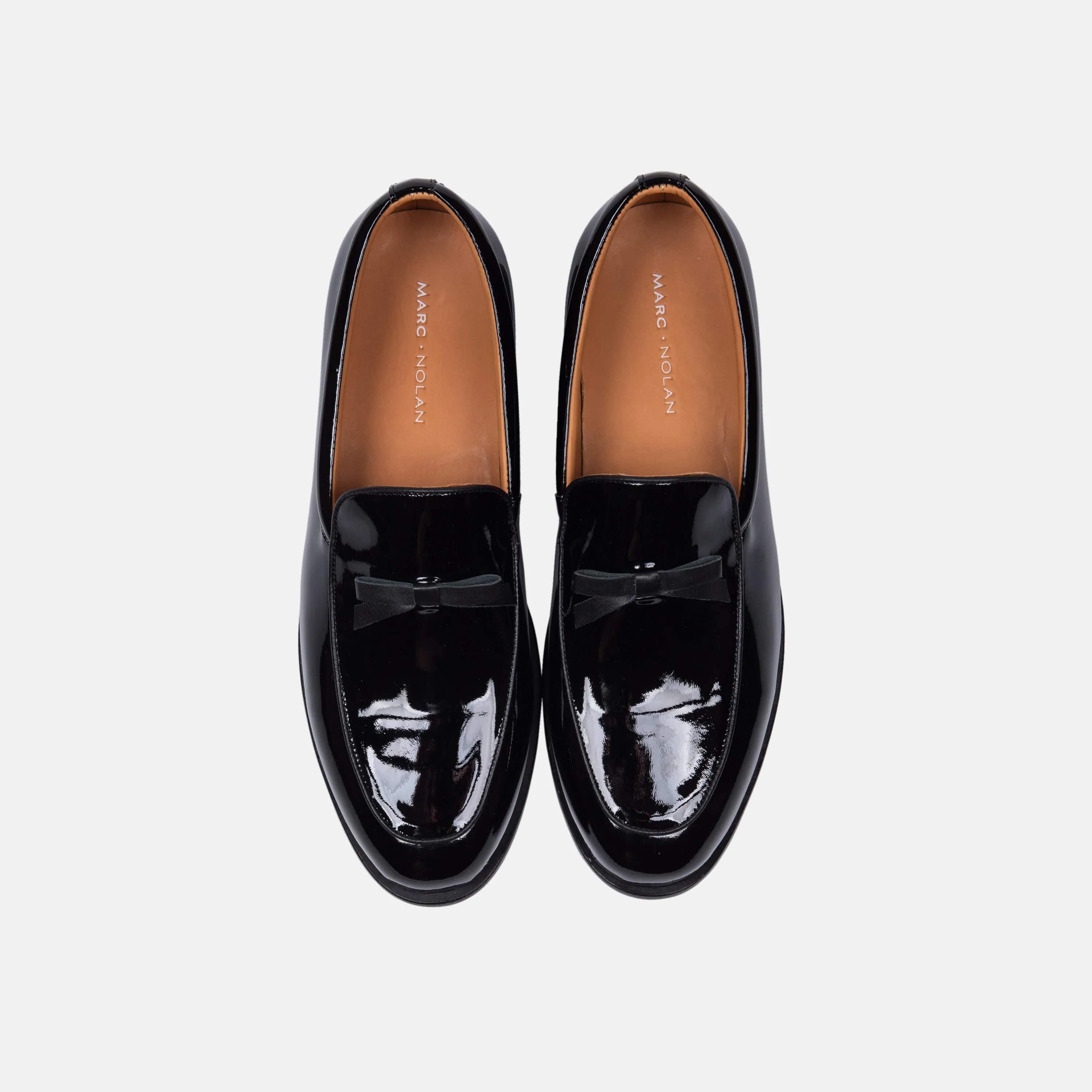 Odell Schwarze Lackleder Belgische Loafers