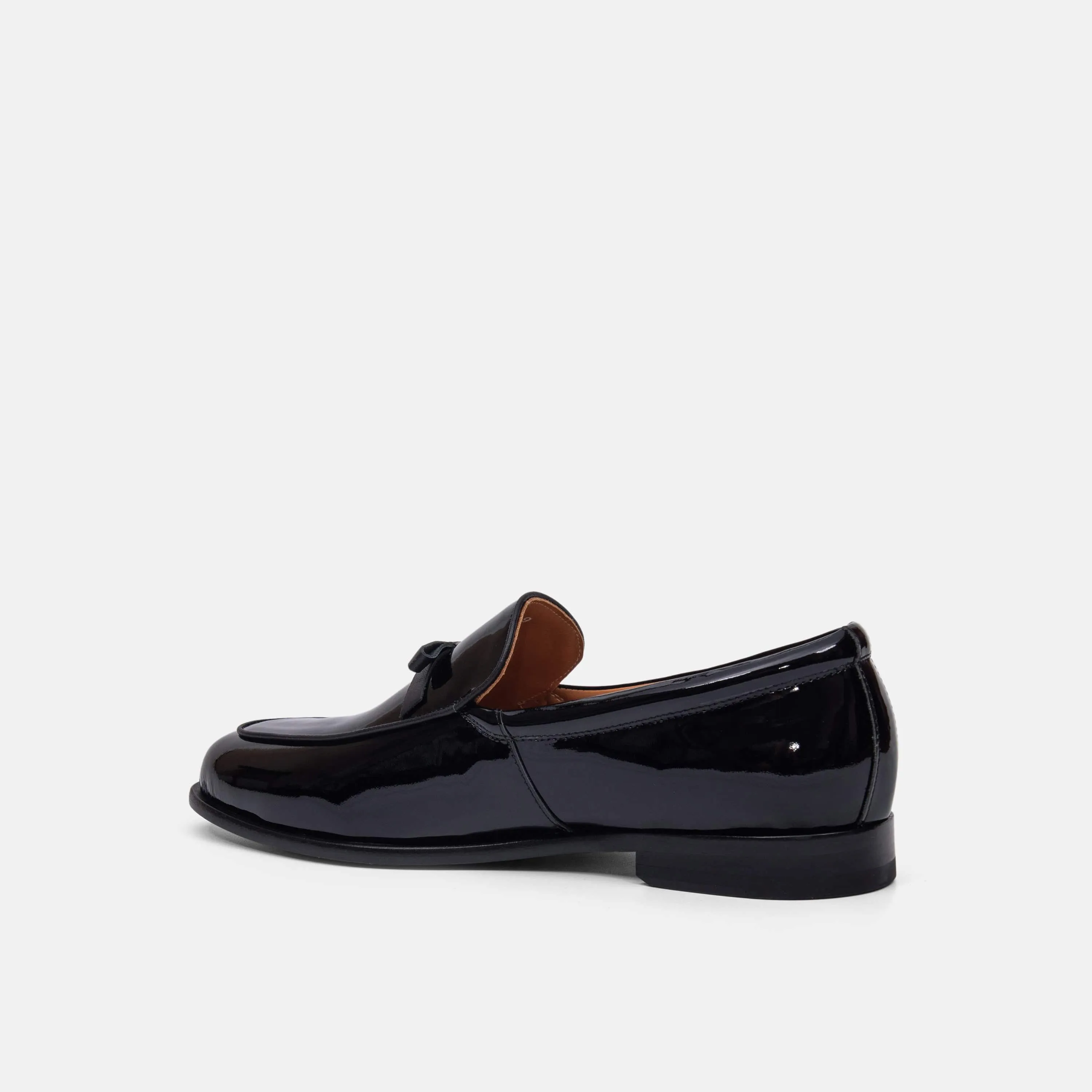 Odell Schwarze Lackleder Belgische Loafers