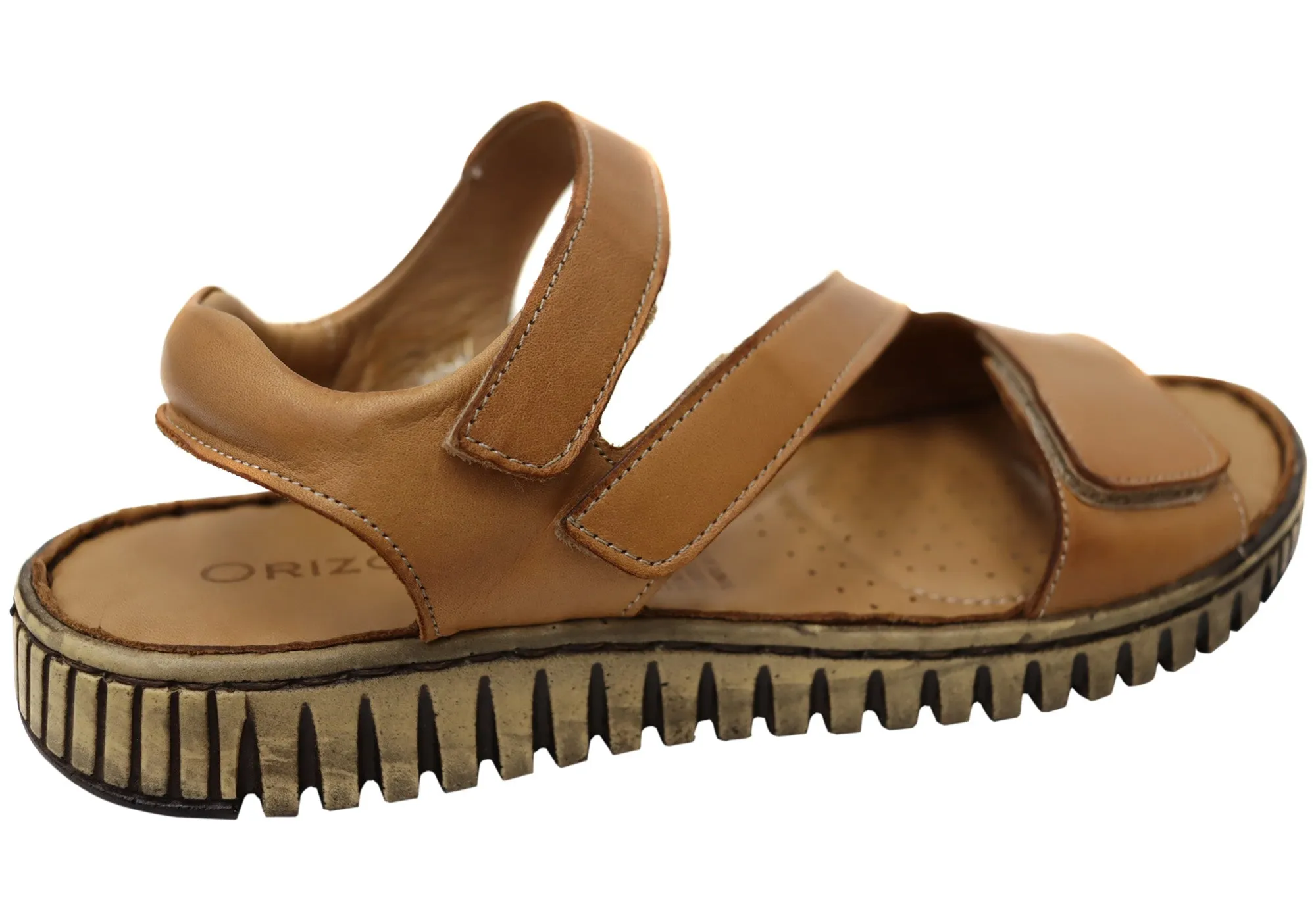 Orizonte Brookdale Damen Komfort Sandalen aus europäischem Leder mit verstellbarem Riemen Orizonte Schuhe
