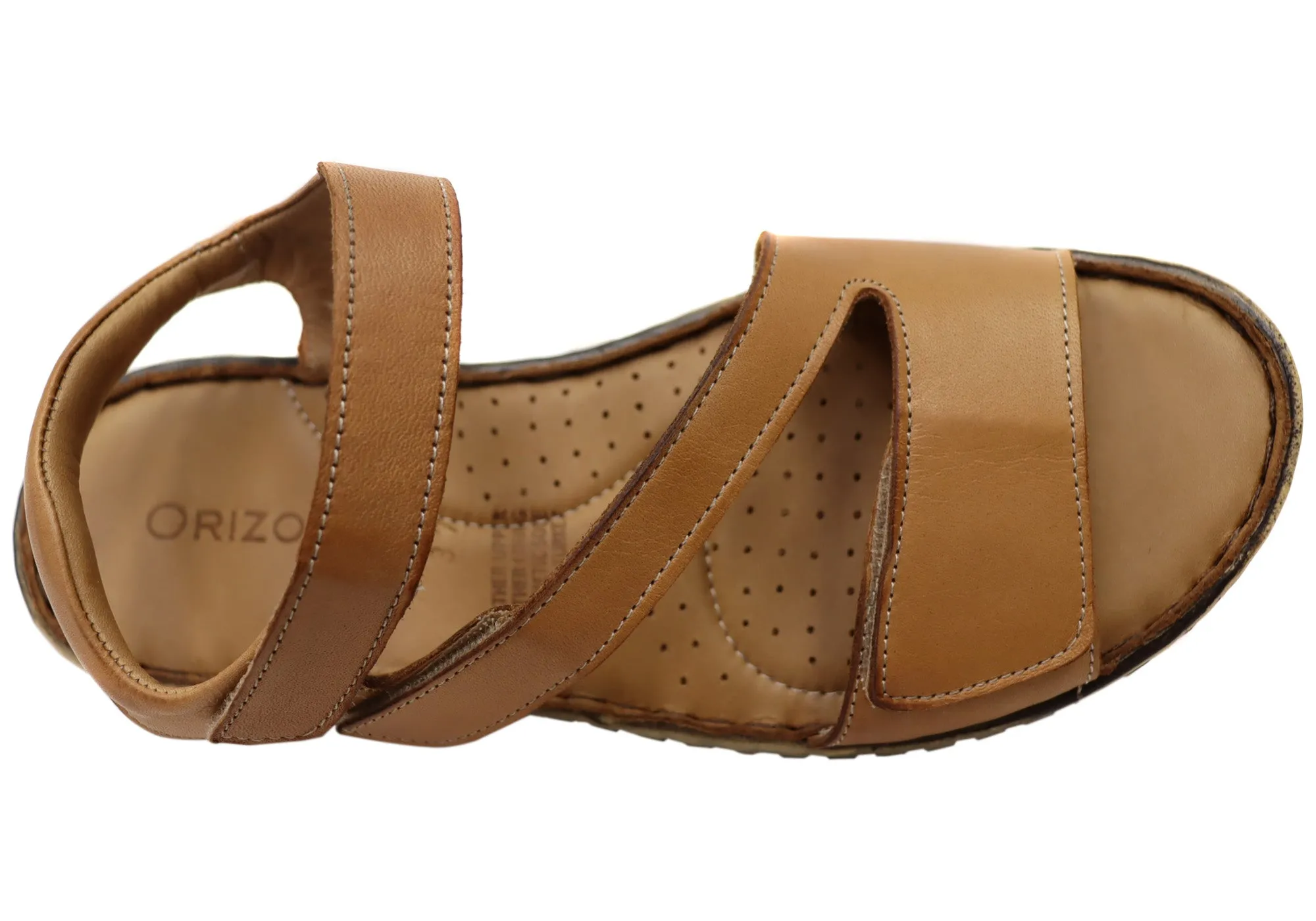Orizonte Brookdale Damen Komfort Sandalen aus europäischem Leder mit verstellbarem Riemen Orizonte Schuhe