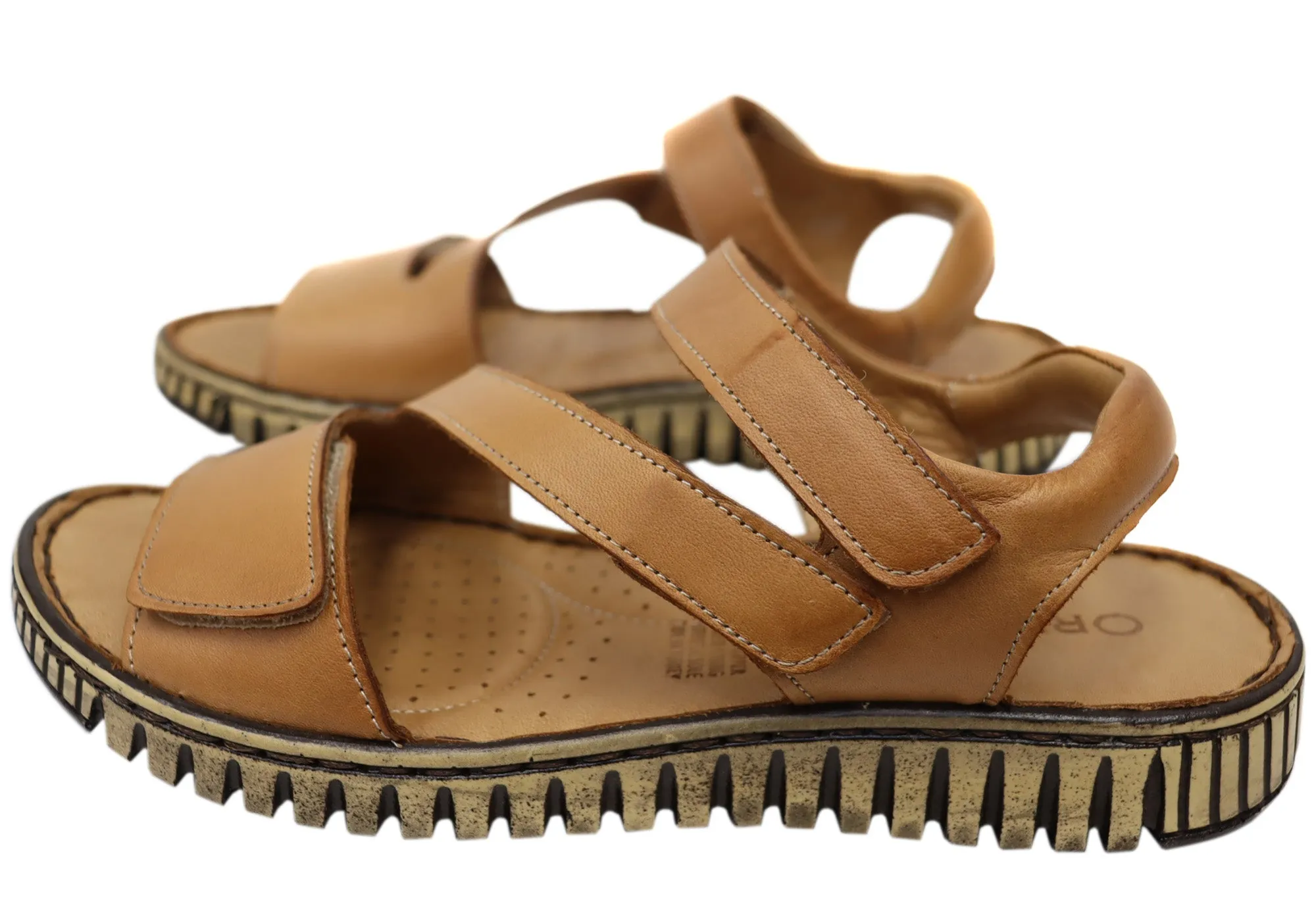 Orizonte Brookdale Damen Komfort Sandalen aus europäischem Leder mit verstellbarem Riemen Orizonte Schuhe