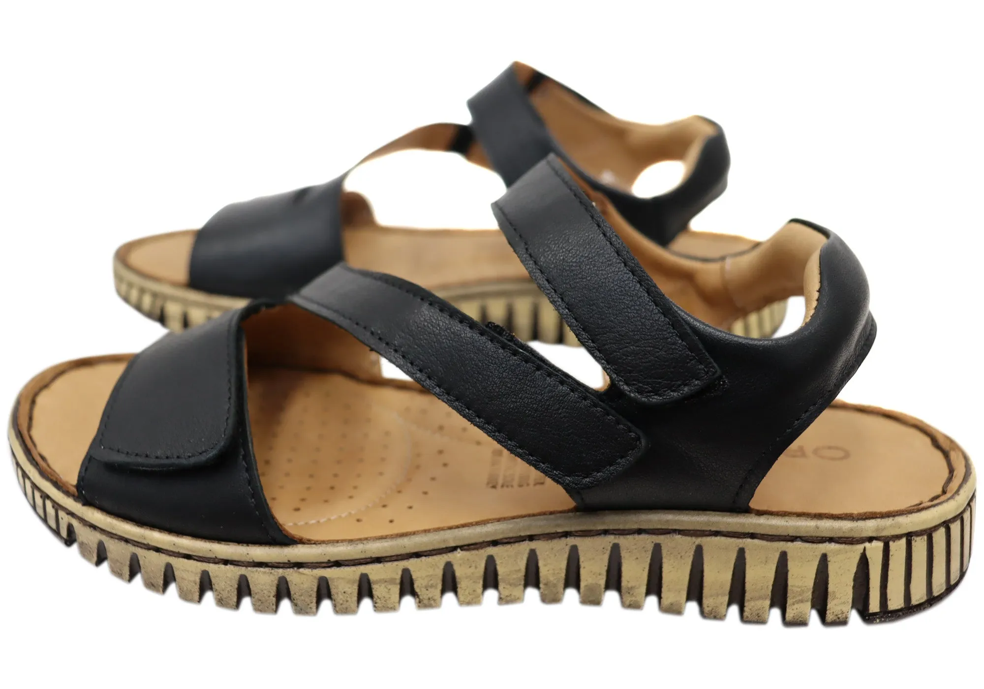 Orizonte Brookdale Damen Komfort Sandalen aus europäischem Leder mit verstellbarem Riemen Orizonte Schuhe