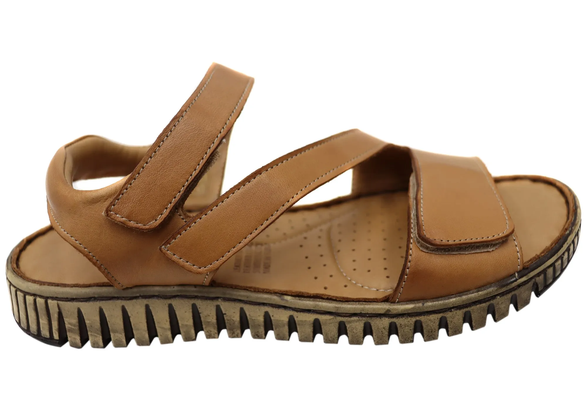 Orizonte Brookdale Damen Komfort Sandalen aus europäischem Leder mit verstellbarem Riemen Orizonte Schuhe
