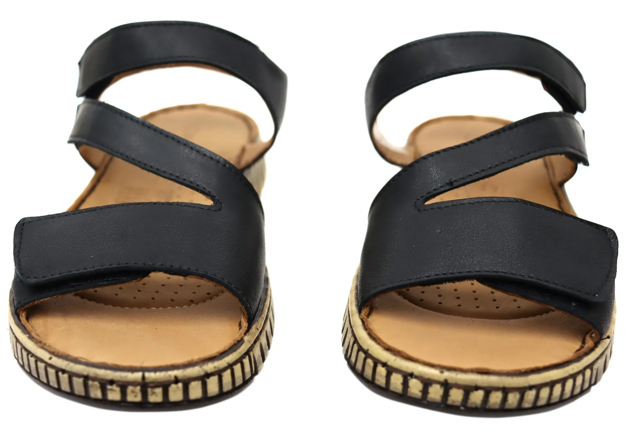 Orizonte Brookdale Damen Komfort Sandalen aus europäischem Leder mit verstellbarem Riemen Orizonte Schuhe