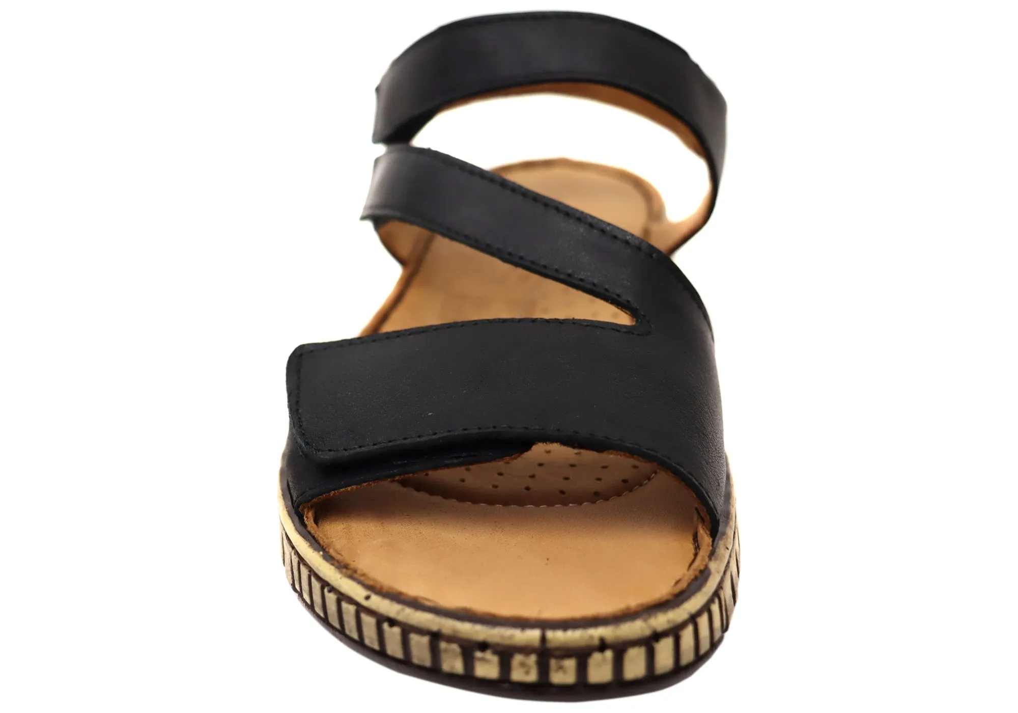 Orizonte Brookdale Damen Komfort Sandalen aus europäischem Leder mit verstellbarem Riemen Orizonte Schuhe