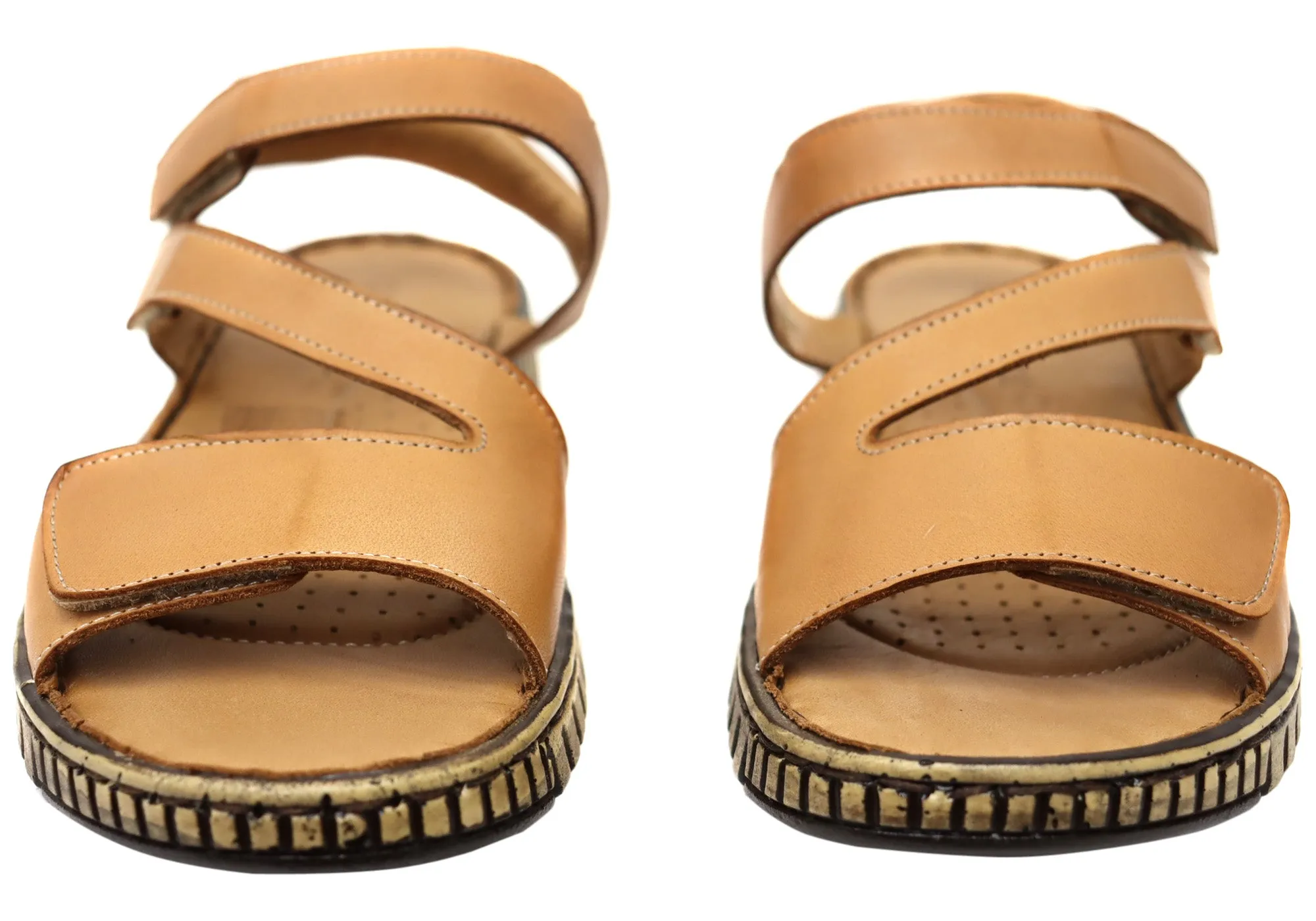 Orizonte Brookdale Damen Komfort Sandalen aus europäischem Leder mit verstellbarem Riemen Orizonte Schuhe