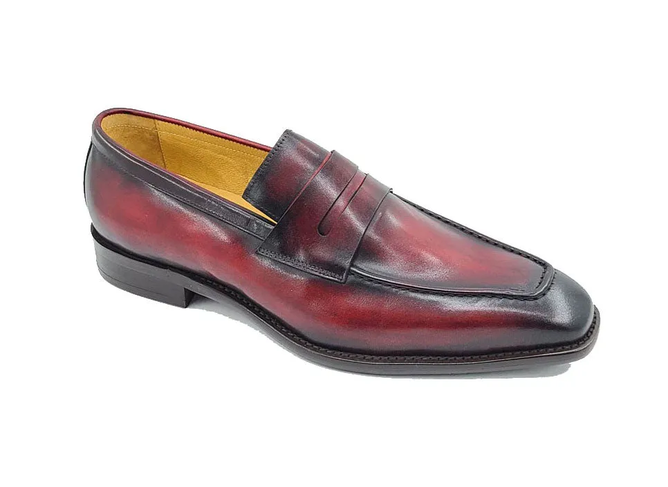 Patina Kalbsleder Schlupf-Penny-Loafer Burgunder