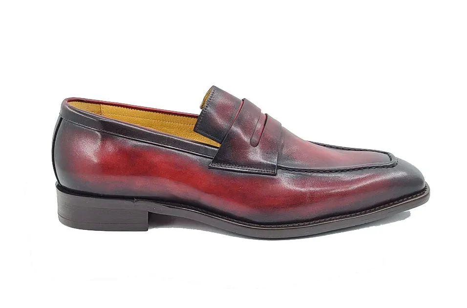 Patina Kalbsleder Schlupf-Penny-Loafer Burgunder