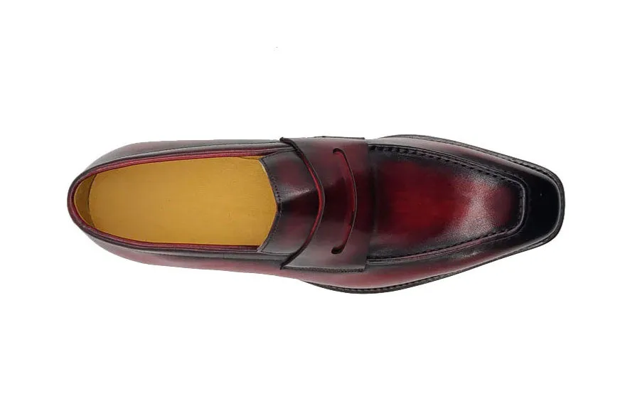 Patina Kalbsleder Schlupf-Penny-Loafer Burgunder