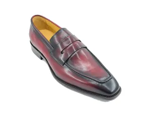 Patina Kalbsleder Schlupf-Penny-Loafer Burgunder