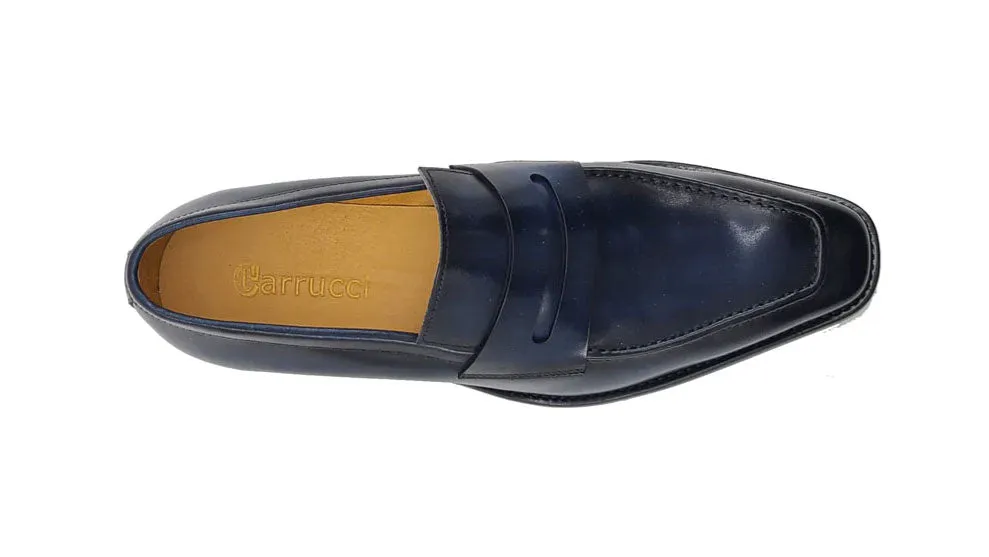 Patina Kalbsleder Schlupf-Penny-Loafer Marineblau