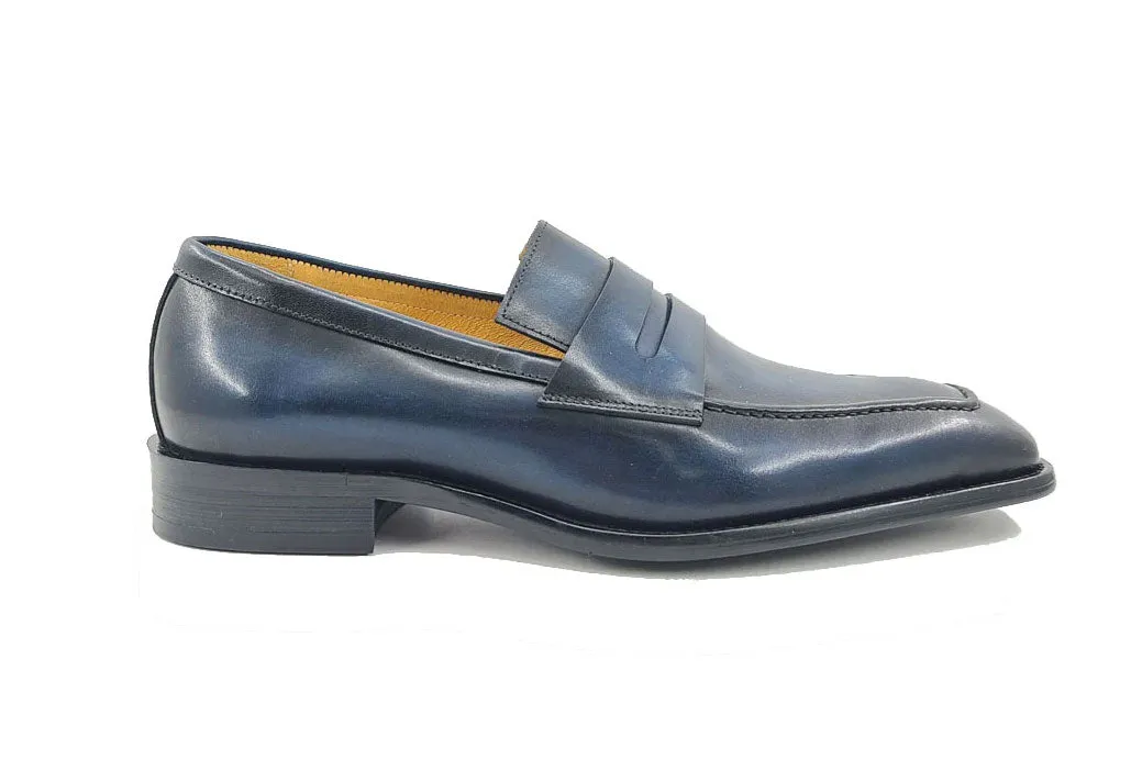 Patina Kalbsleder Schlupf-Penny-Loafer Marineblau
