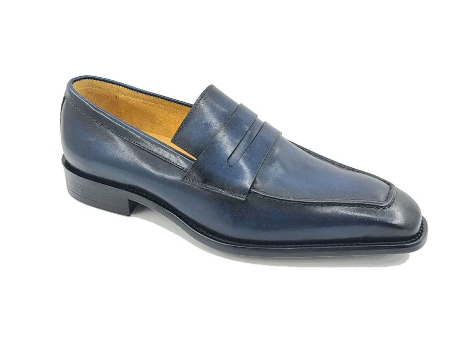 Patina Kalbsleder Schlupf-Penny-Loafer Marineblau