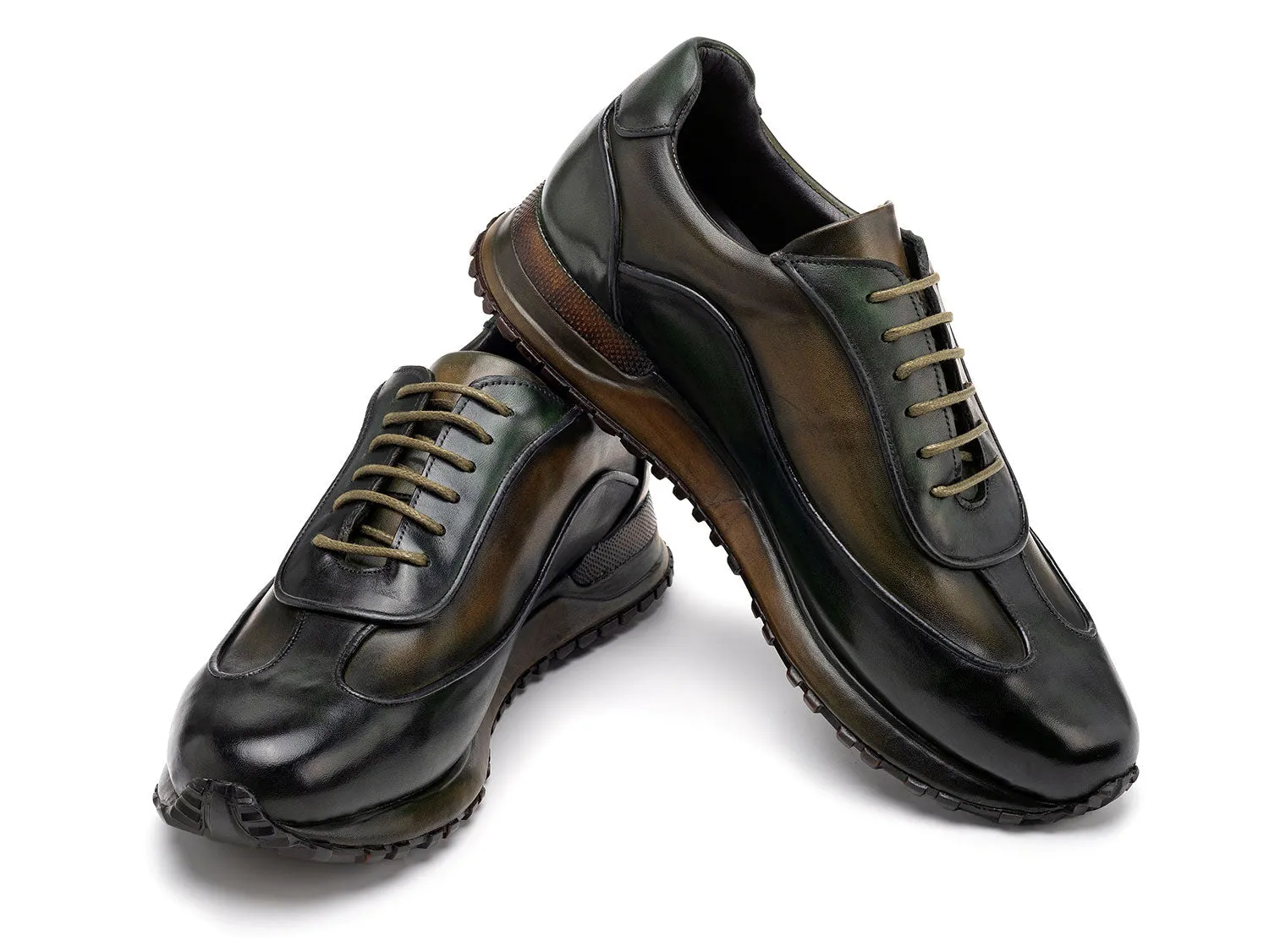 Paul Parkman Schuhe Paul Parkman Herren Patina Ledersneaker in Grün