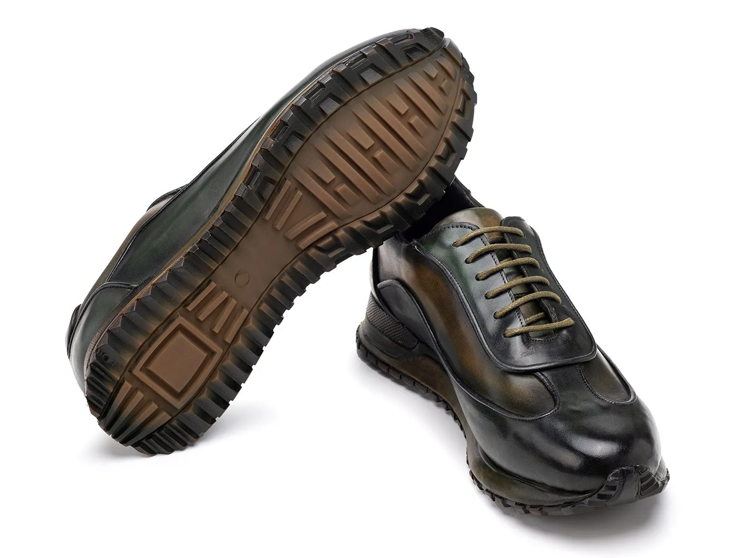 Paul Parkman Schuhe Paul Parkman Herren Patina Ledersneaker in Grün