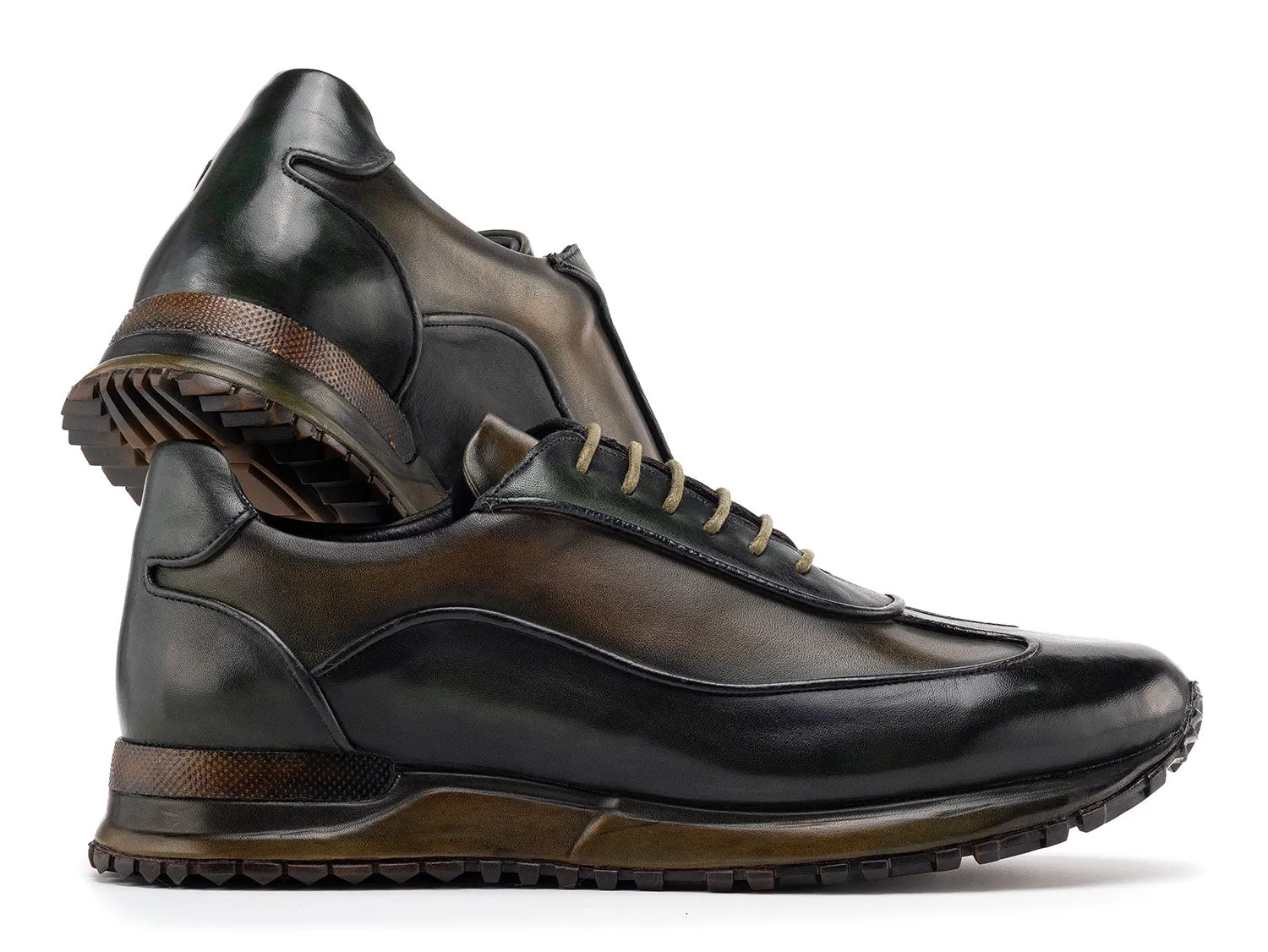 Paul Parkman Schuhe Paul Parkman Herren Patina Ledersneaker in Grün