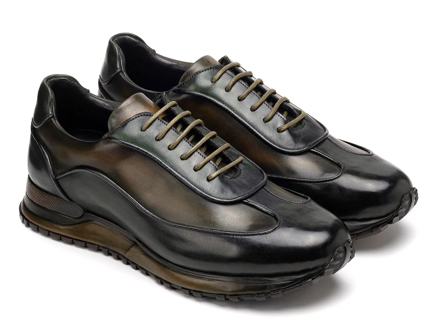 Paul Parkman Schuhe Paul Parkman Herren Patina Ledersneaker in Grün