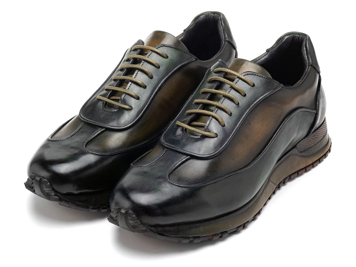 Paul Parkman Schuhe Paul Parkman Herren Patina Ledersneaker in Grün