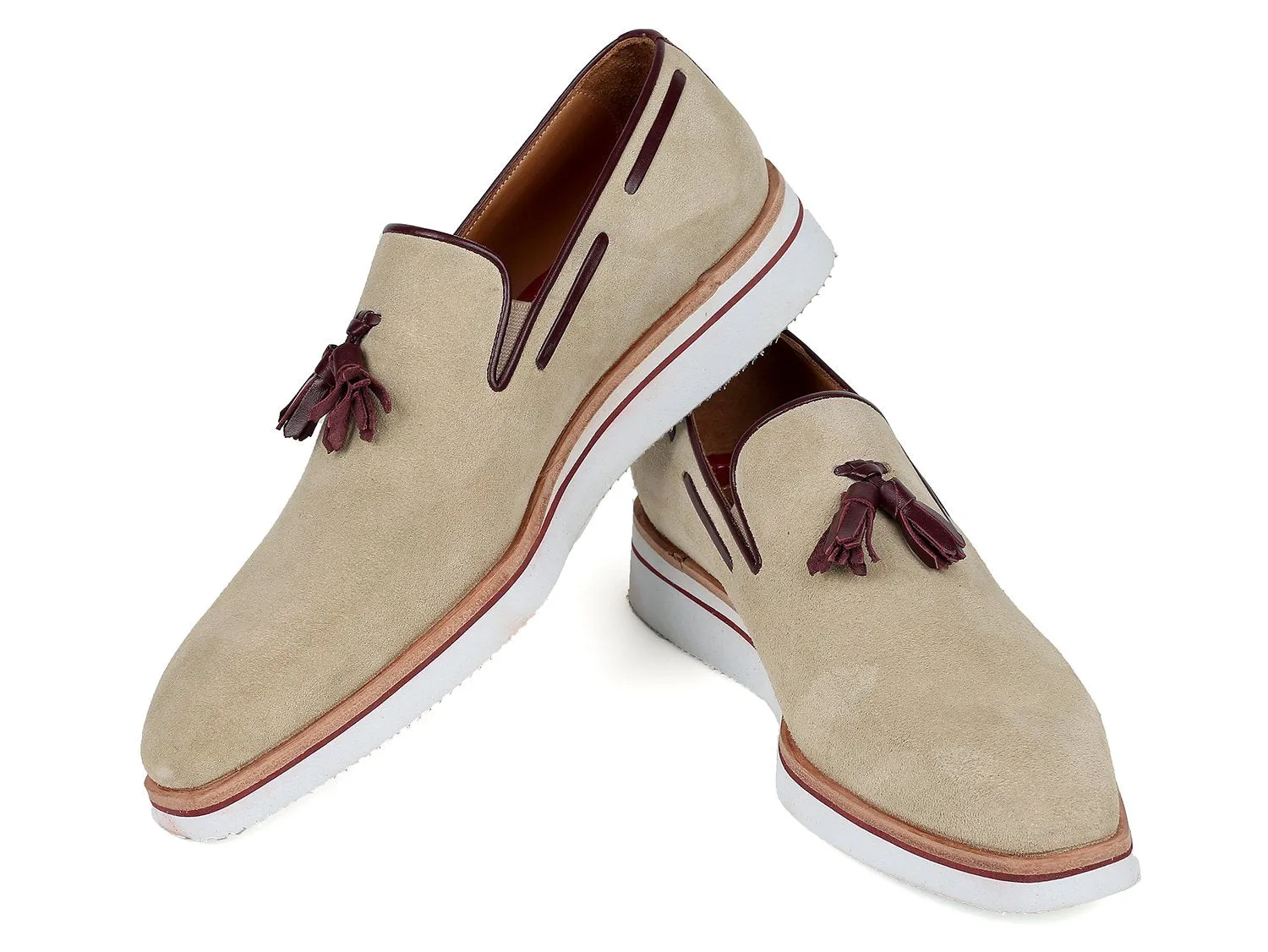 Paul Parkman Schuhe Paul Parkman Herren Smarte Freizeit-Quasten Wildleder Loafers in Beige