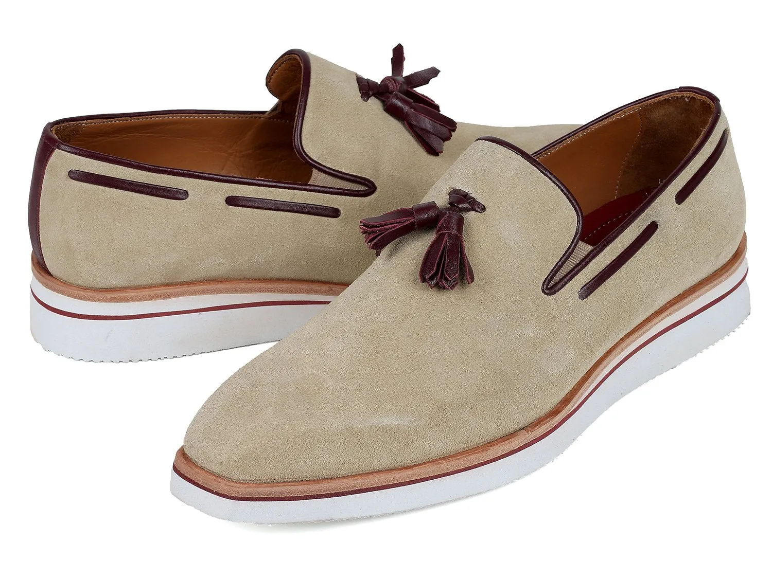 Paul Parkman Schuhe Paul Parkman Herren Smarte Freizeit-Quasten Wildleder Loafers in Beige