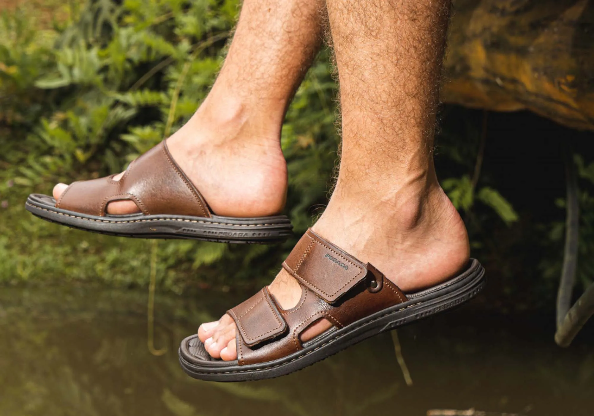 Pegada Fletcher Herren Gepolsterte Ledersandalen Made In Brazil Pegada Schuhe