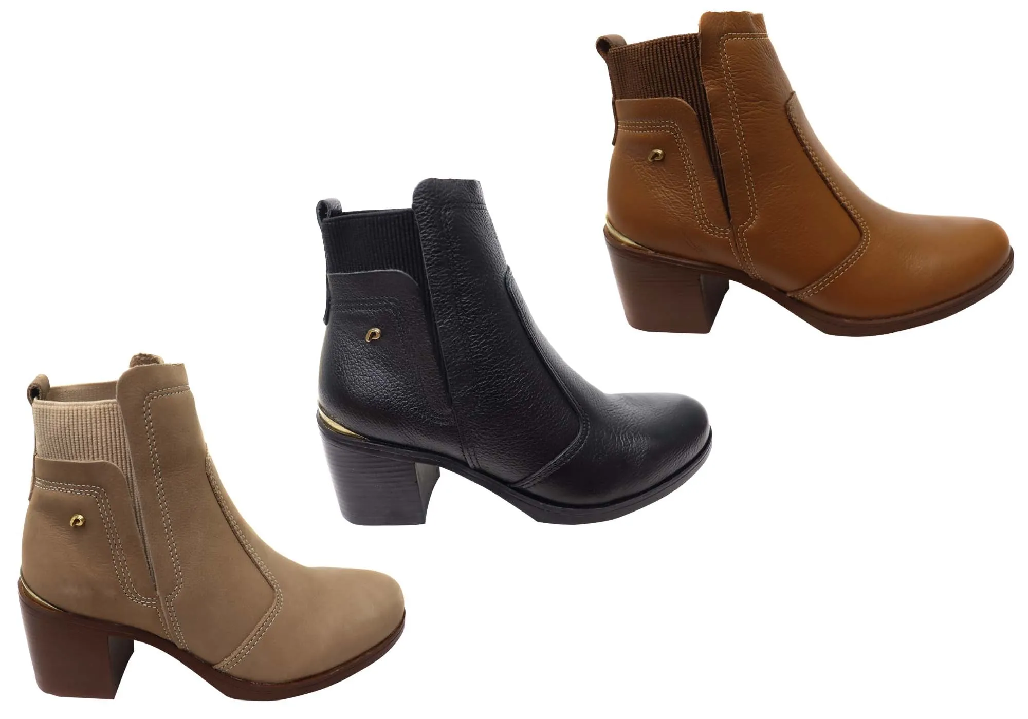 Pegada Lane Damen Mittlere Absatz Leder Knöchelstiefel Hergestellt in Brasilien Pegada Schuhe
