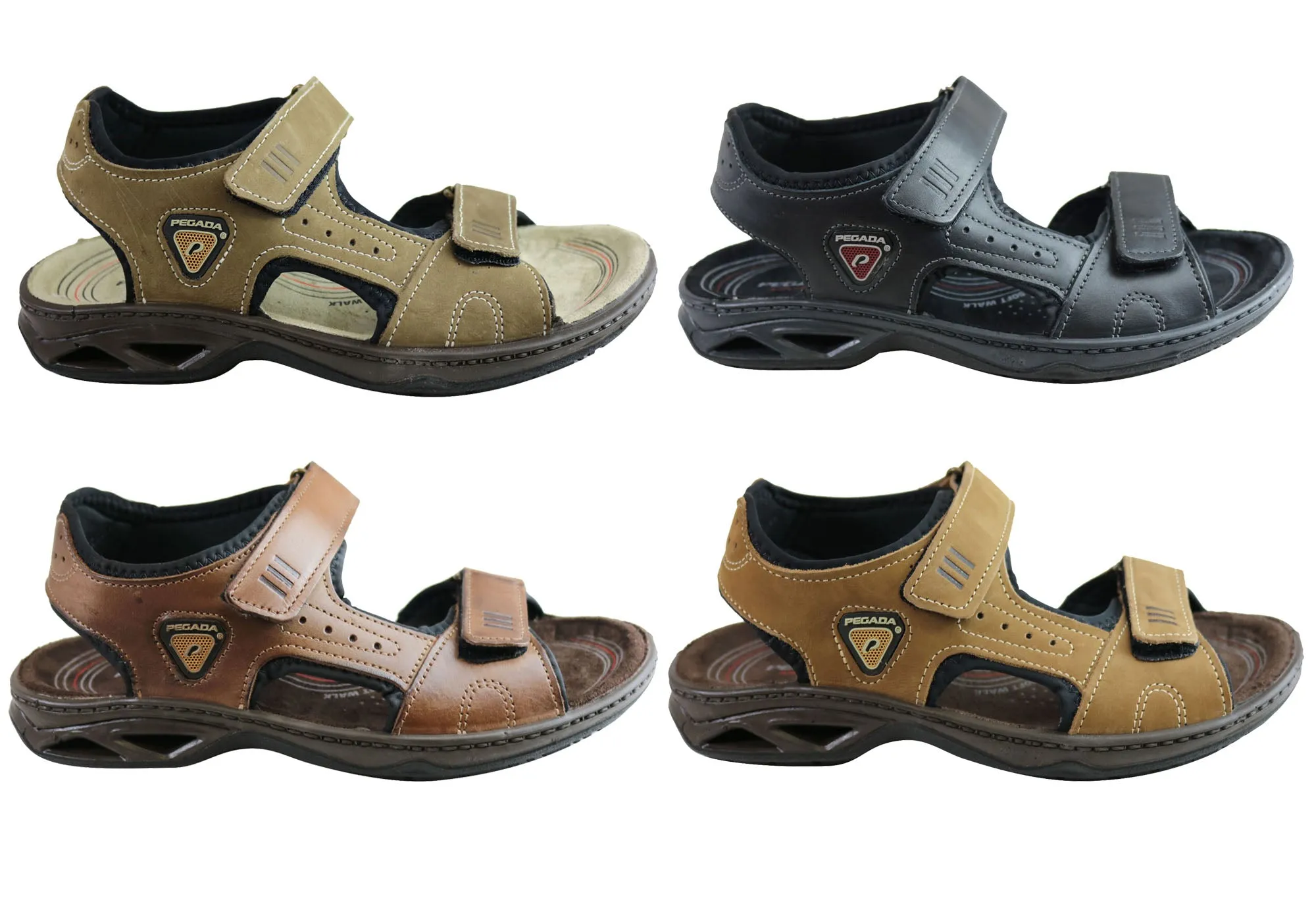 Pegada Thompson Herren Ledersandalen mit Komfortpolsterung - Hergestellt in Brasilien von Pegada Shoes