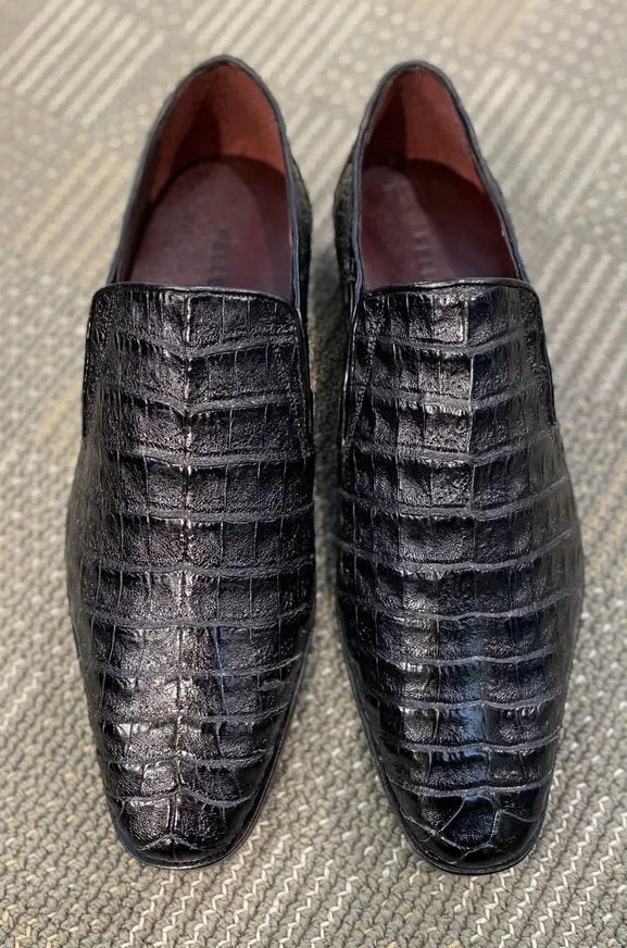 Pelle Exotics Crocodile Slip-On Loafer Schwarz