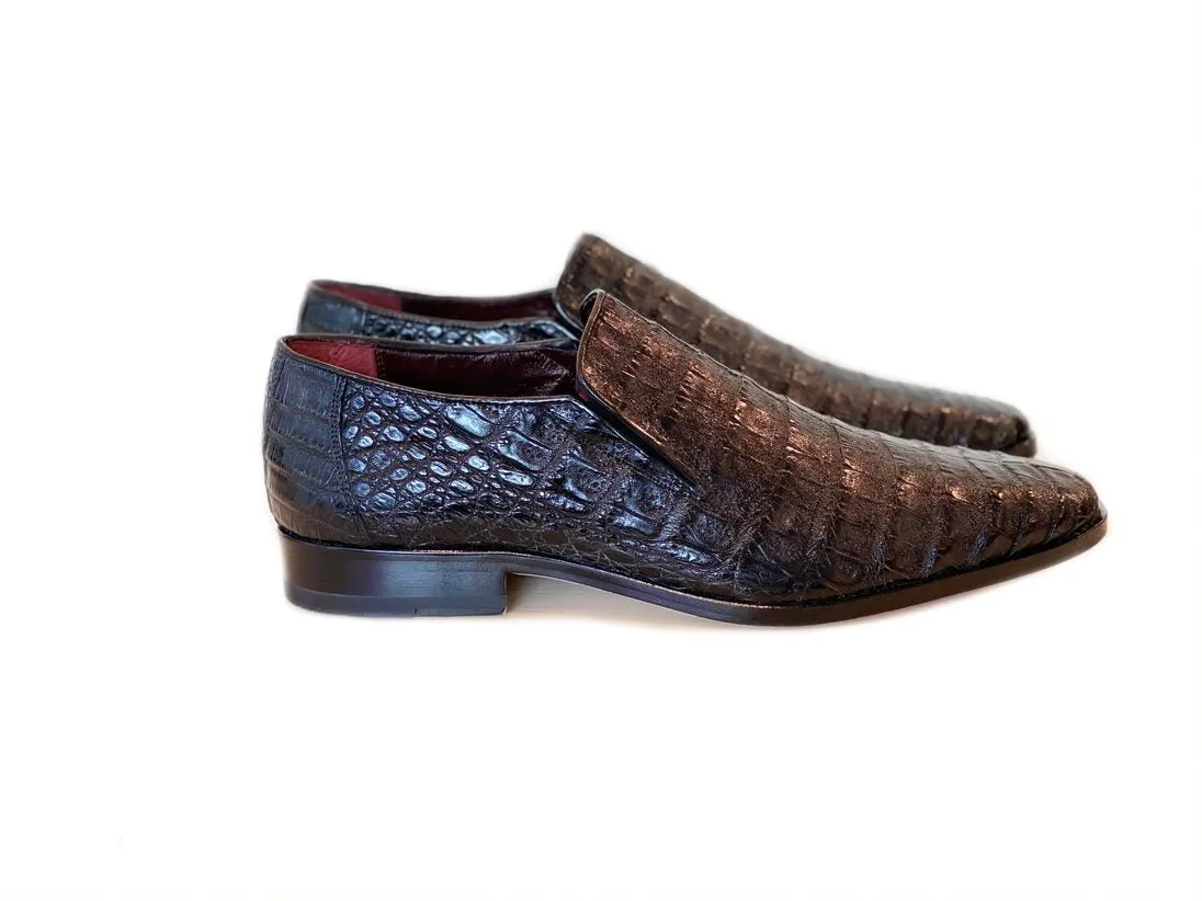 Pelle Exotics Crocodile Slip-On Loafer Schwarz