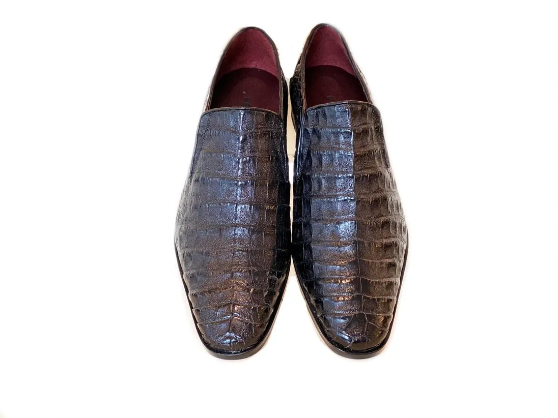 Pelle Exotics Crocodile Slip-On Loafer Schwarz