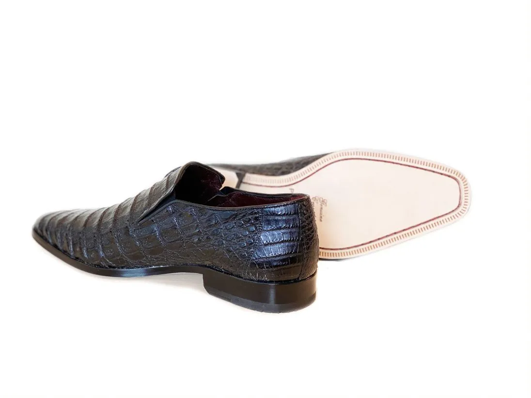 Pelle Exotics Crocodile Slip-On Loafer Schwarz